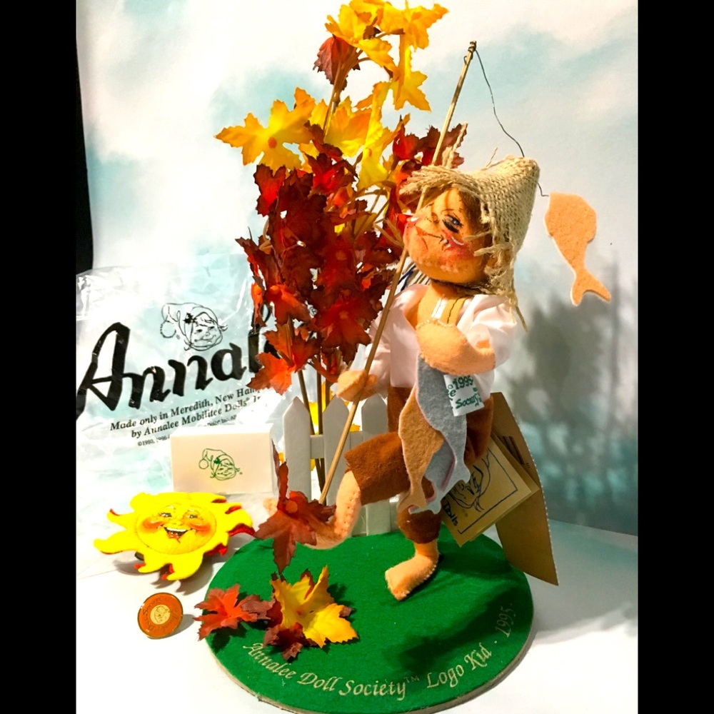 Annalee Fall Fisherman Doll with Orange, Yellow, Red and Green Accents